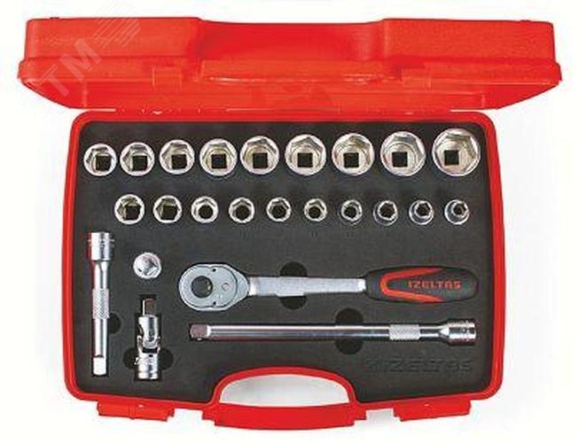 Изображение товара Набор торцевых головок 1/2'' шестигранных, 10-32 мм, 24 предмета (шт)