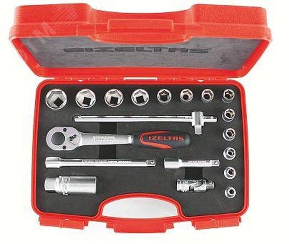 Изображение товара Набор торцевых головок 3/8'' 6-гранных, 6-23 мм 19 предметов (шт)