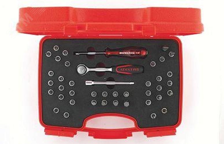 Изображение товара Набор торцевых головок со вставкой (биты) 1/4'' 42 предмет (шт)