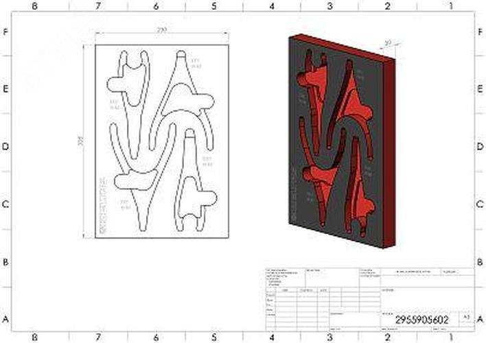 Изображение товара Ложемент пустой EVA, красно-черный, для набора съемников стопорных колец 19-60 4-ре предмета, габариты 230x335 (шт)