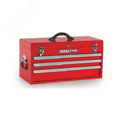 Изображение товара Ящик инструментальный металлический, 3-й выдвижной ящик, пустой, красный (шт)