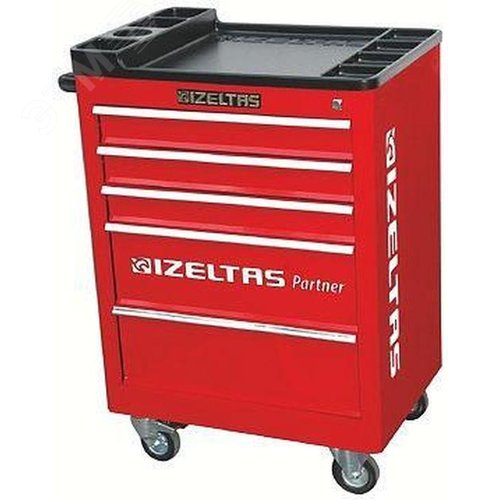 Изображение товара Тележка инструментальная серии PARTNER без инструментов, 5 выдвижных ящиков, цвет красно-черный (шт)