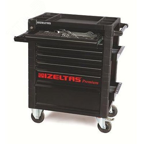 Изображение товара Тележка инструментальная серии PREMIUM с набором инструментов 250 предметов, 7 выдвижных ящиков, цвет красно-черный (шт)