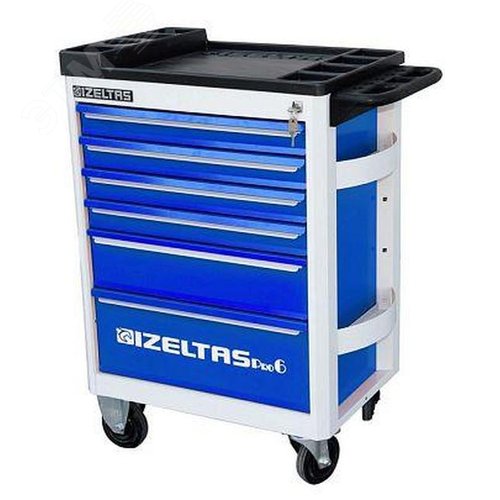 Изображение товара Тележка инструментальная серии PRO без инструментов, 6 выдвижных ящиков, цвет сине-черный (шт)