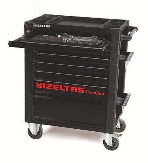 Изображение товара Тележка инструментальная серии PREMIUM с набором инструментов 250 предметов, 7 выдвижных ящиков, цвет красно-черный (шт)