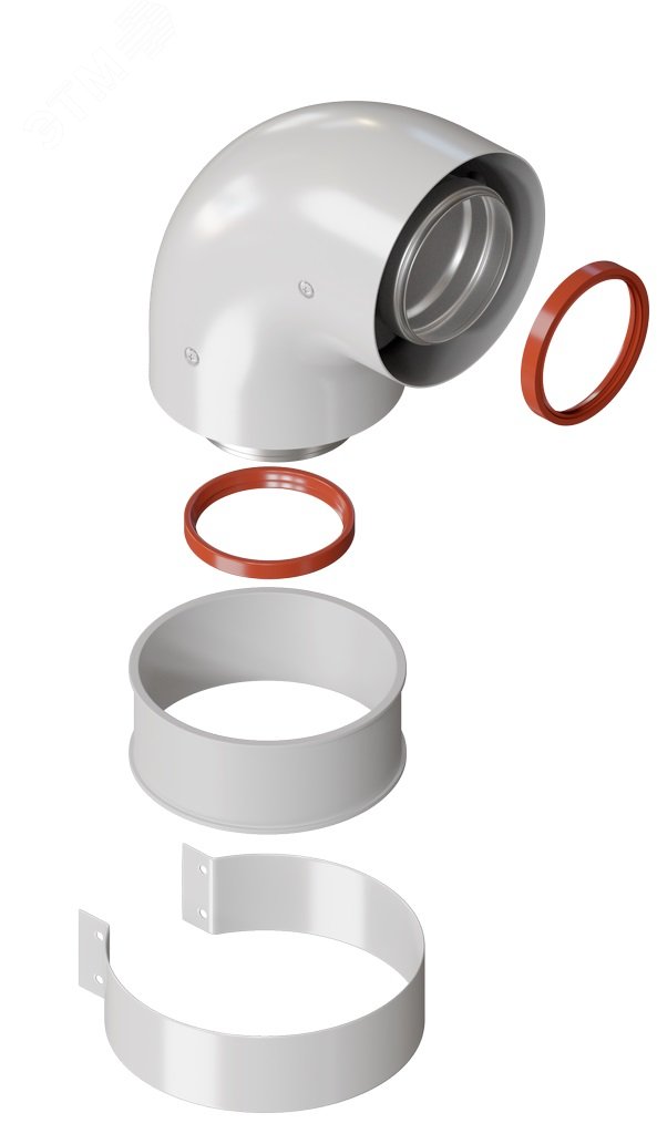 Изображение товара Отвод стартовый 90 градусов 60/100 коаксиальный для дымохода Kiturami