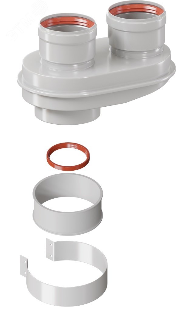 Изображение товара Адаптер для перехода на раздельные трубы d 80/80 моноблочный (шт)