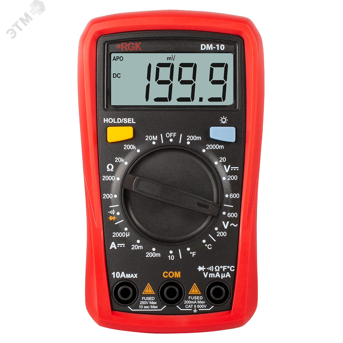 Изображение товара Цифровой мультиметр RGK DM-10 для измерения напряжения сопротивления и температуры