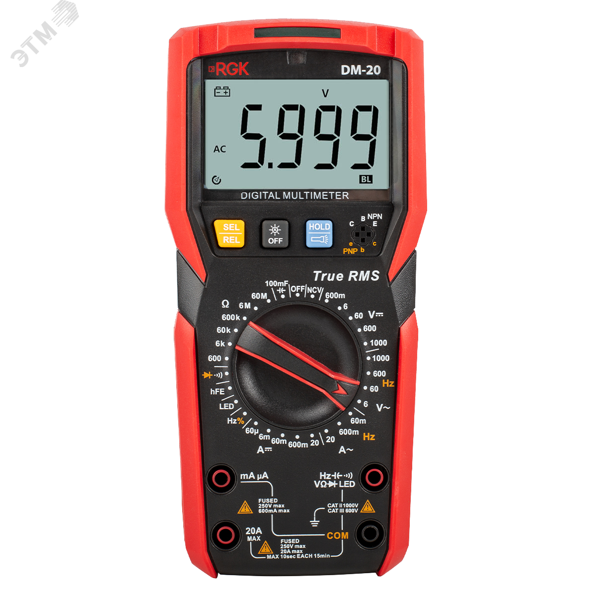 Изображение товара Цифровой мультиметр RGK DM-20 для измерения электросетей токов и напряжений