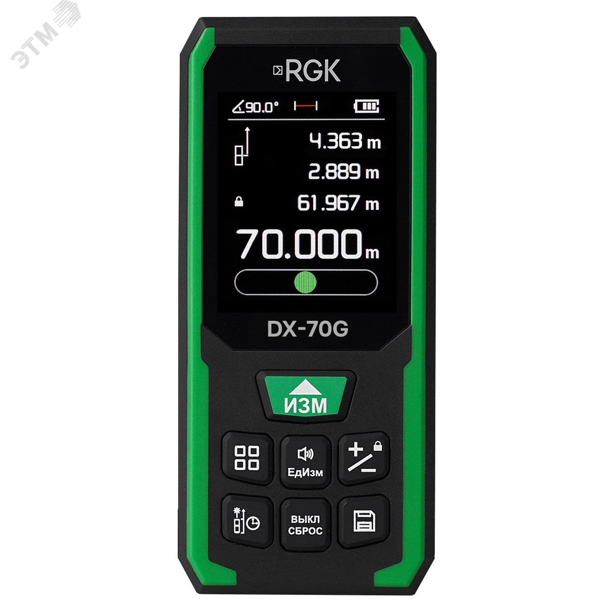 Изображение товара Лазерный дальномер RGK DX-70G до 70 метров с точностью 1.5 мм и расширенным функционалом