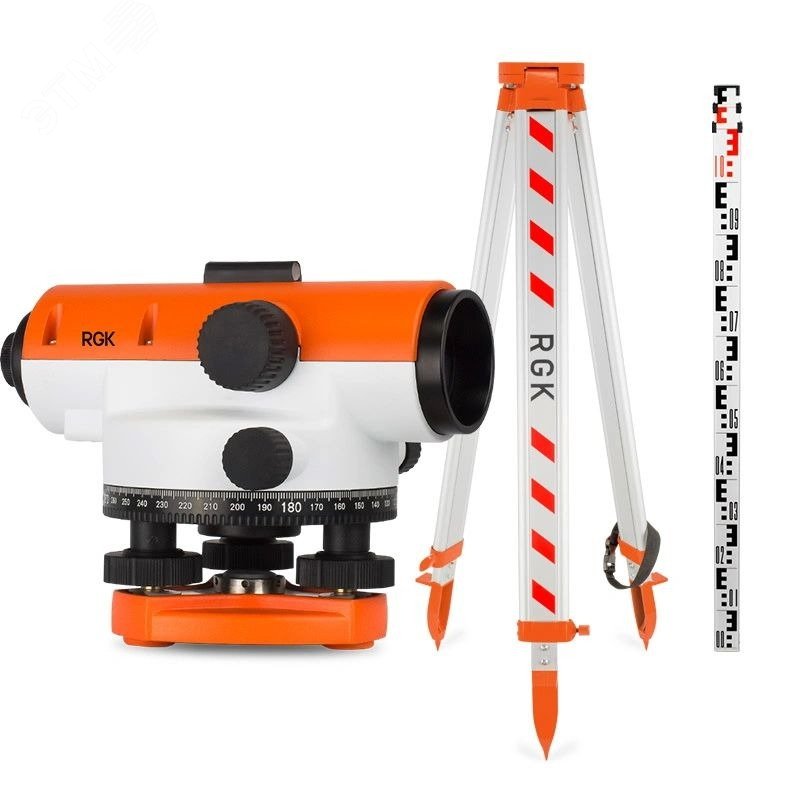Изображение товара Комплект оптического нивелира RGK C-20 с штативом и рейкой для геодезии