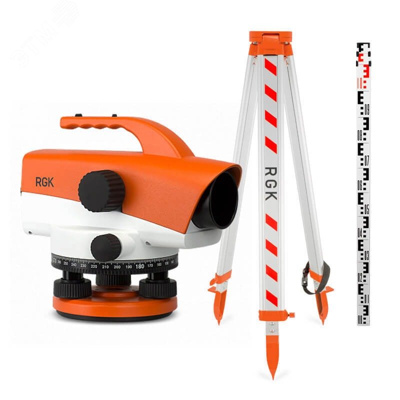 Изображение товара Оптический нивелир RGK C-32 с поверкой + штатив и рейка комплект для строительства и геодезии