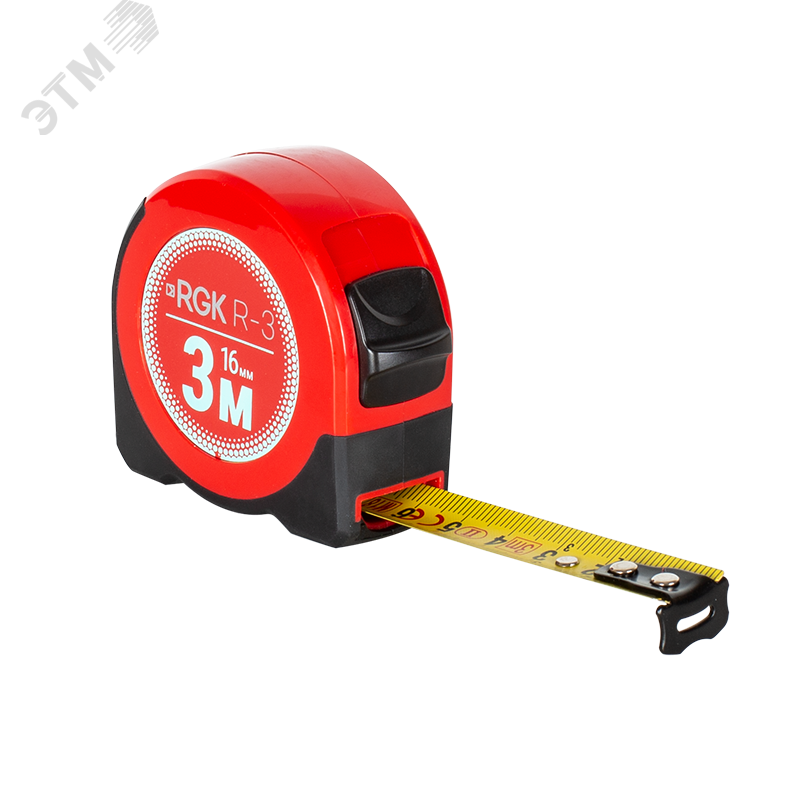 Изображение товара Рулетка измерительная RGK R-3 3 метра ударопрочный корпус нейлоновая лента