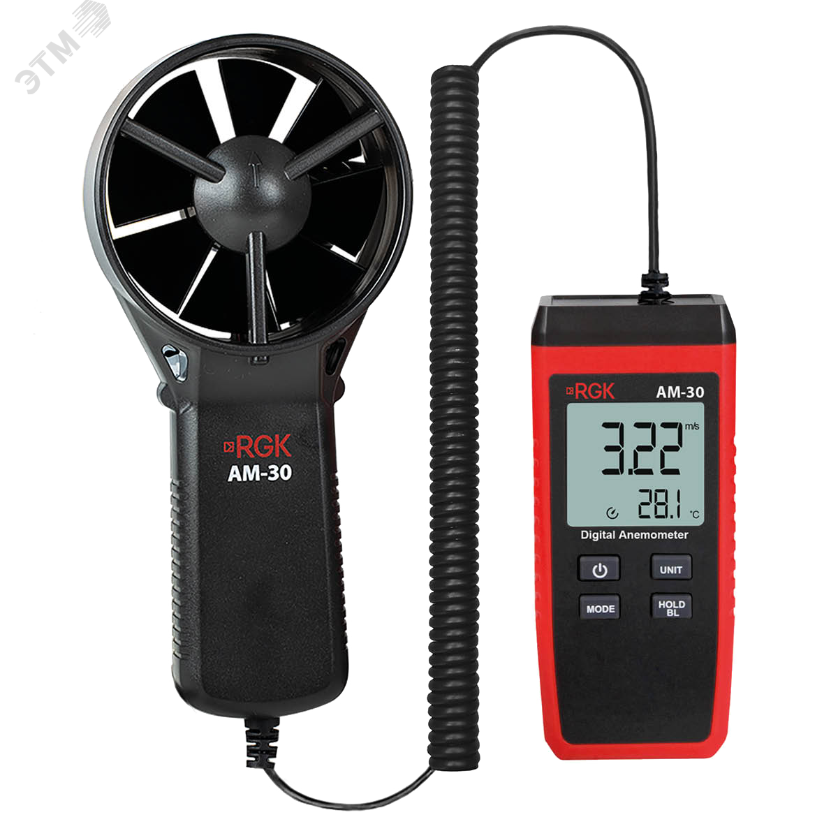 Изображение товара Термоанемометр RGK AM-30 для измерения скорости и температуры воздуха