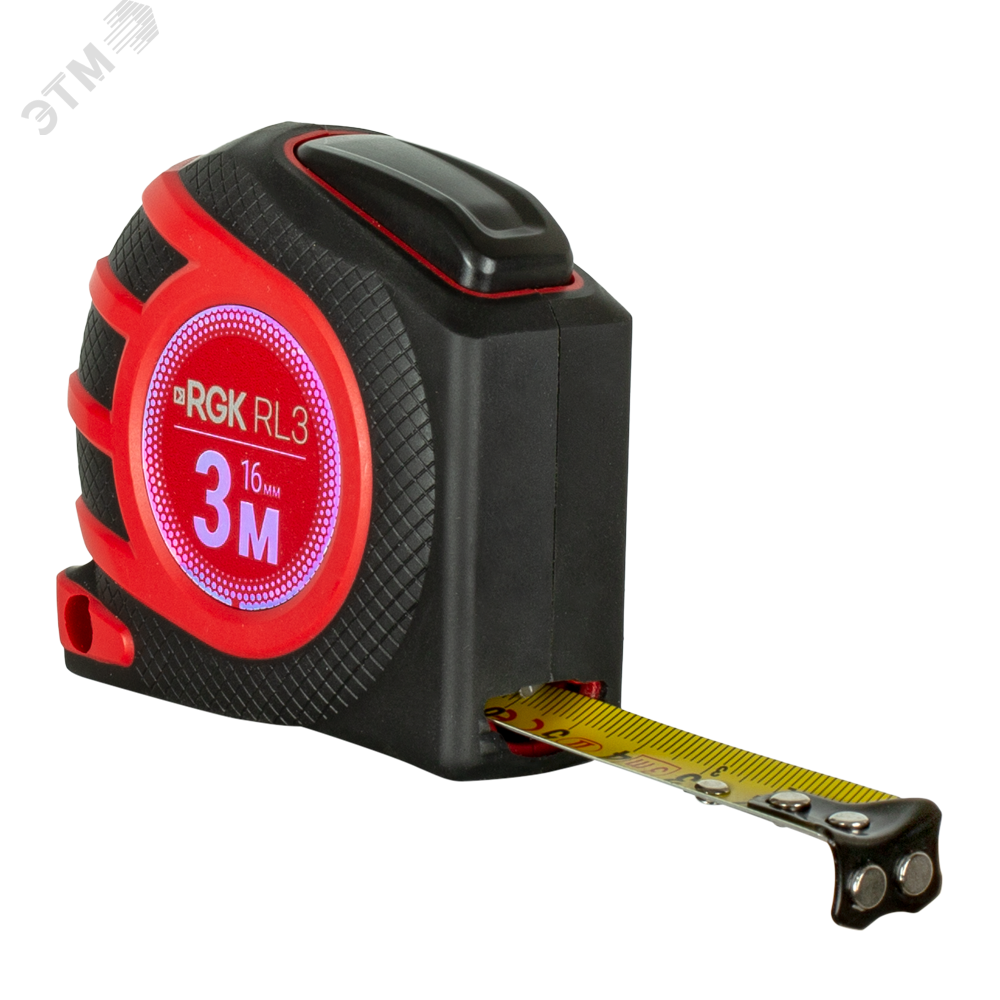 Изображение товара Рулетка измерительная RGK RL3 3 м сталь нейлон автостоп красный