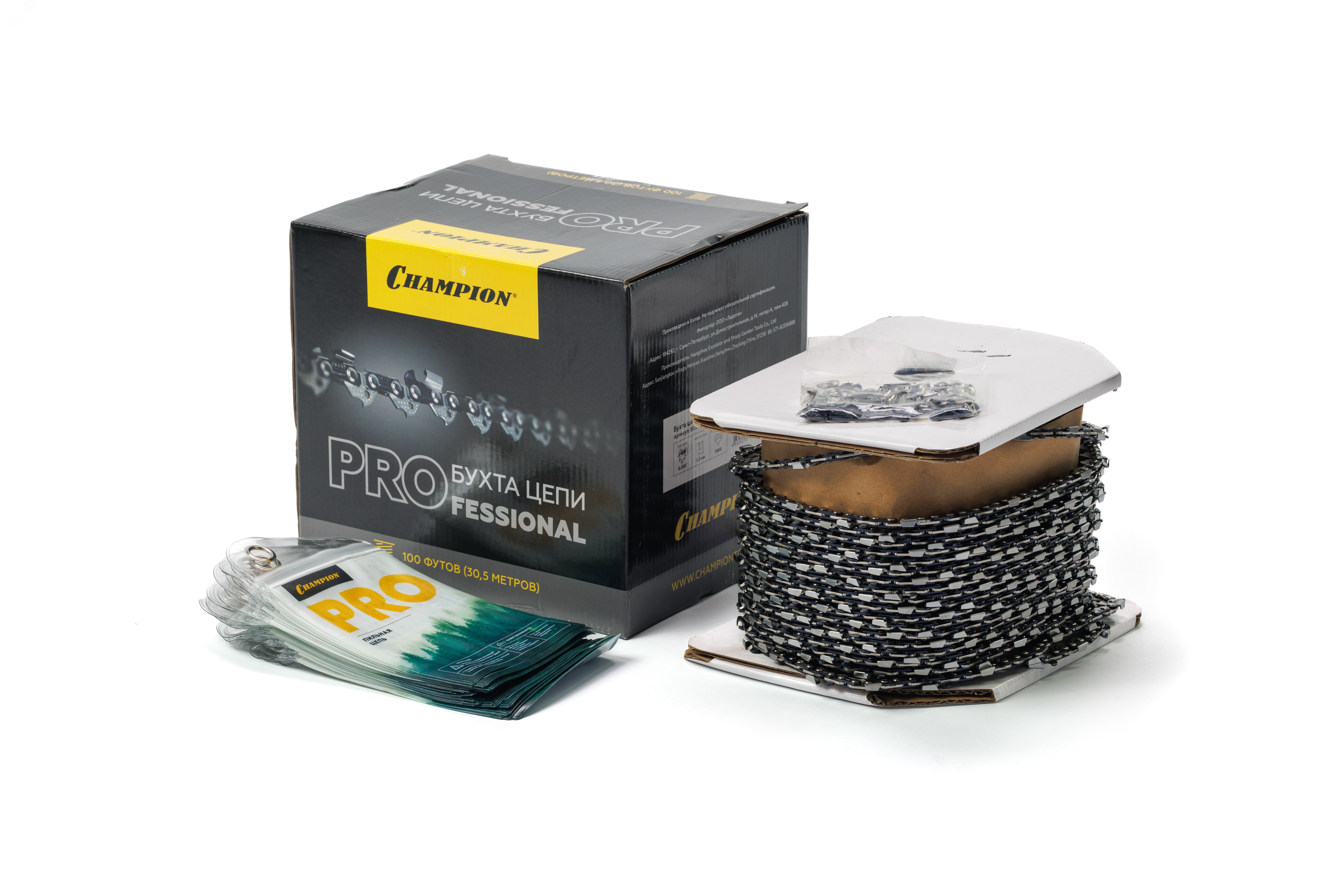 Изображение товара Бухта цепи PRO 0,325 1,3 мм 1880 звеньев для бензопил CHAMPION