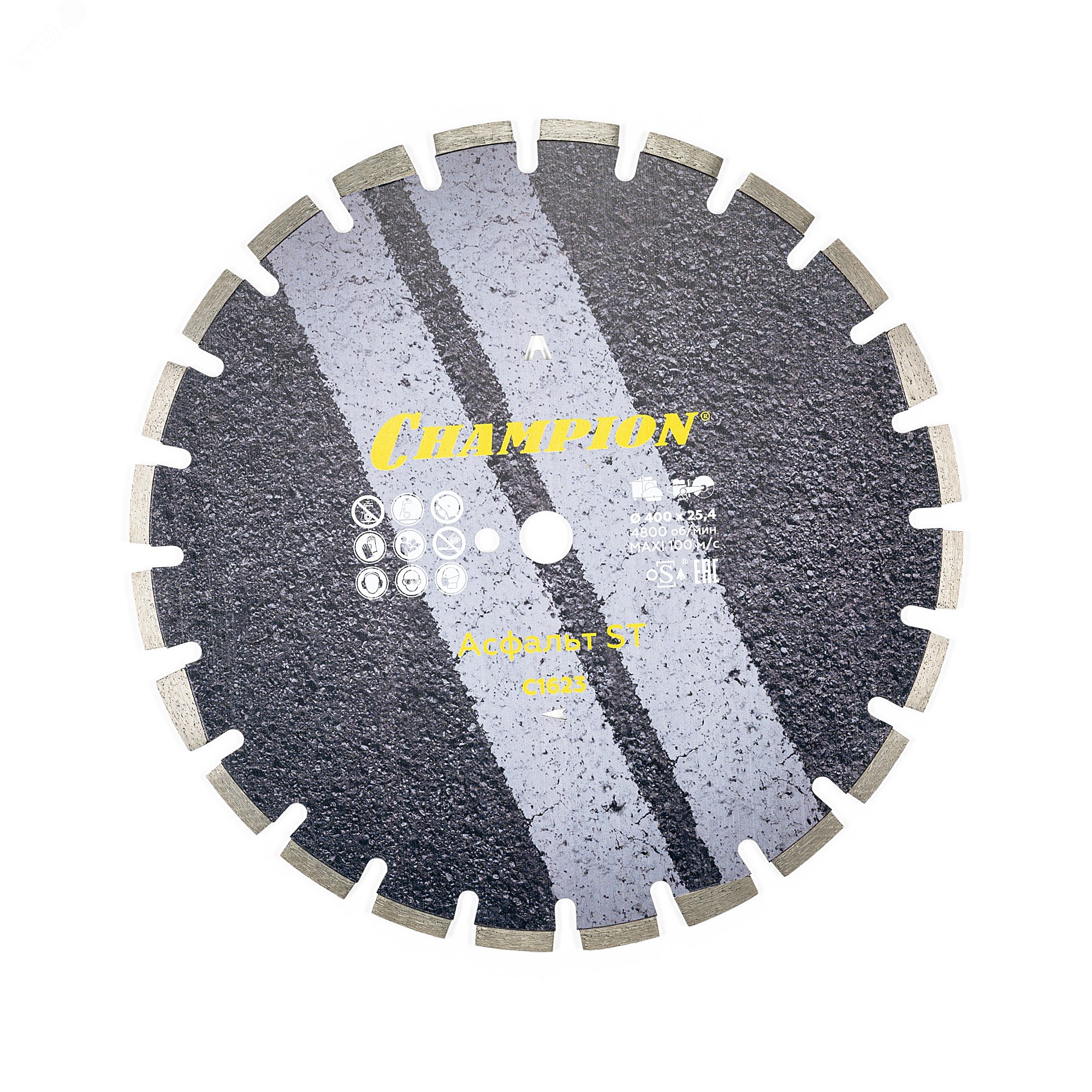 Изображение товара Диск алмазный асфальт CHAMPION 400 мм для бензорезов Asphafight скошенные сегменты