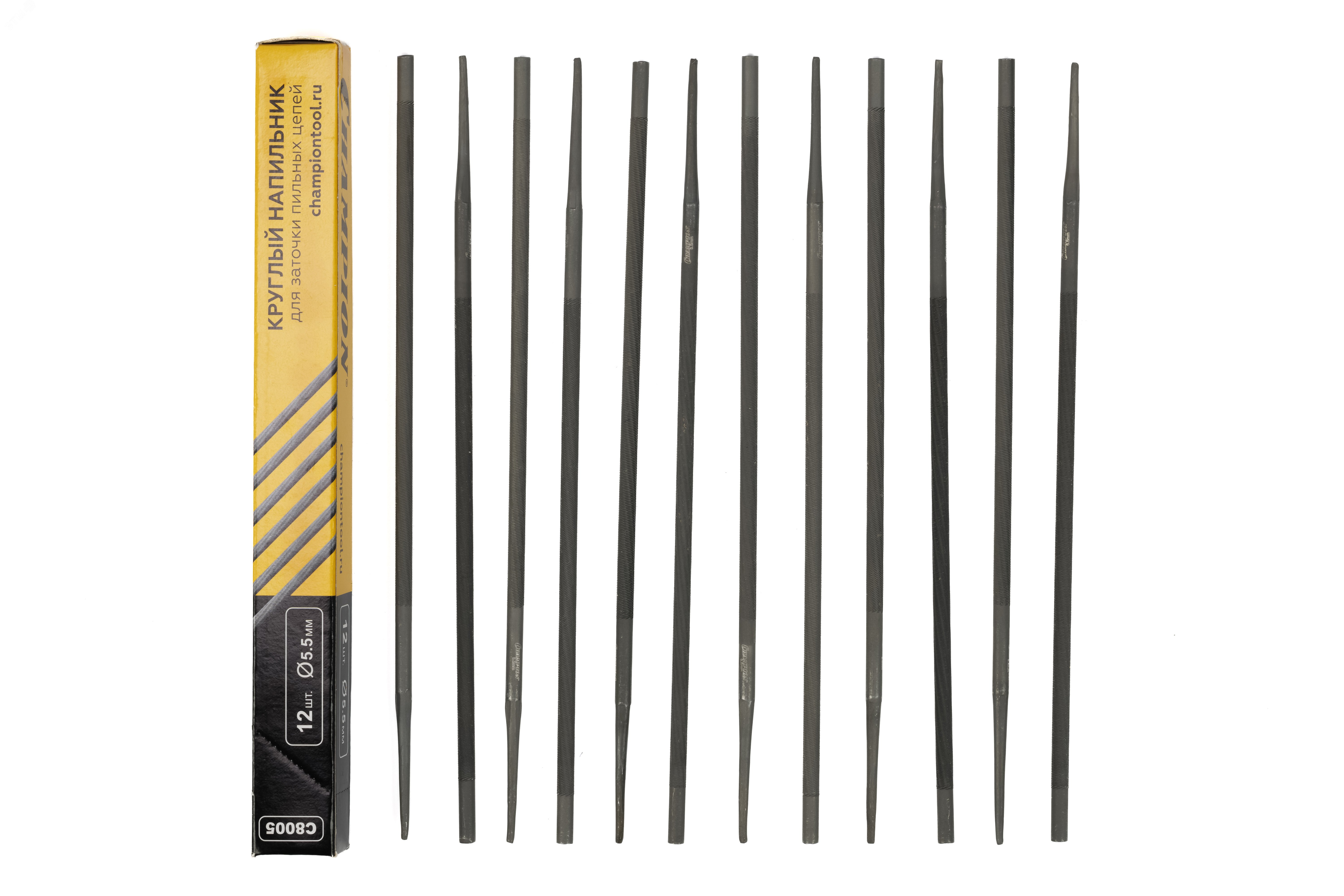 Изображение товара Комплект напильников 5,5 длиной 204 мм 12 шт. CHAMPION Китай