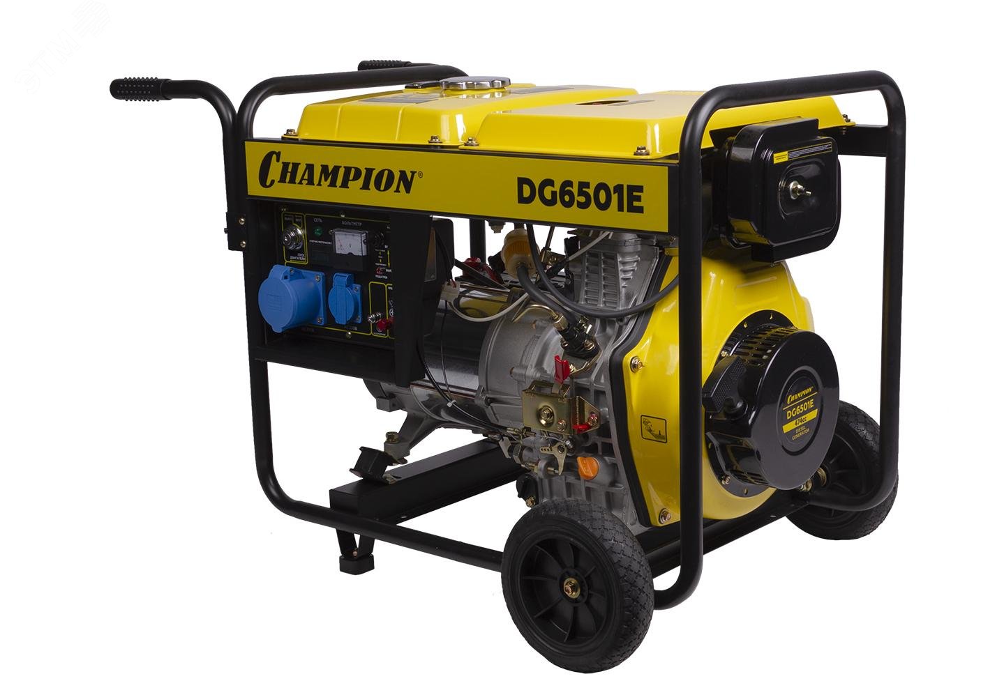 Изображение товара Генератор дизельный DG6501E (5/5,5кВт 8,9лс 12,5л 12V 99кг электро стартер, колеса, счетчик) (шт)