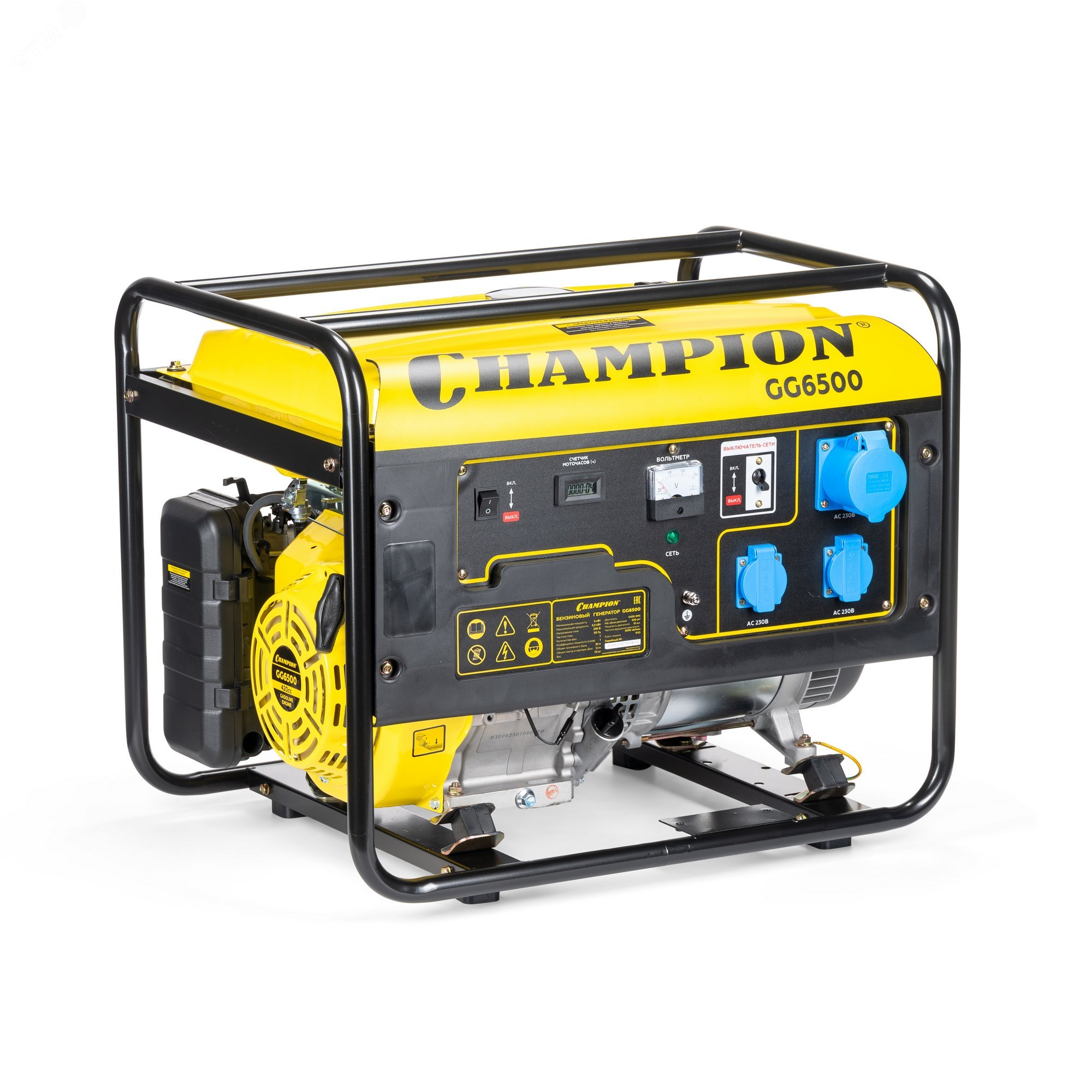 Изображение товара Генератор Champion GG6500 5,5 кВт бензиновый с воздушным охлаждением