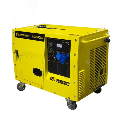 Изображение товара Генератор GG7500ES (5,5/6кВт 16лс 15л 12В 126кг, электро стартер,счетчик,колеса,кожух) (шт)