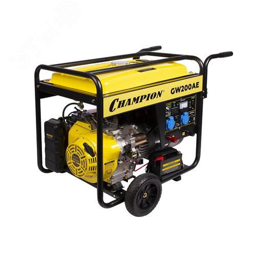 Изображение товара Генератор бензиновый сварочный GW200AE (140А ПВ50% 4,5/5кВт 15лс 85,5кг электро стартер, колеса) (шт)