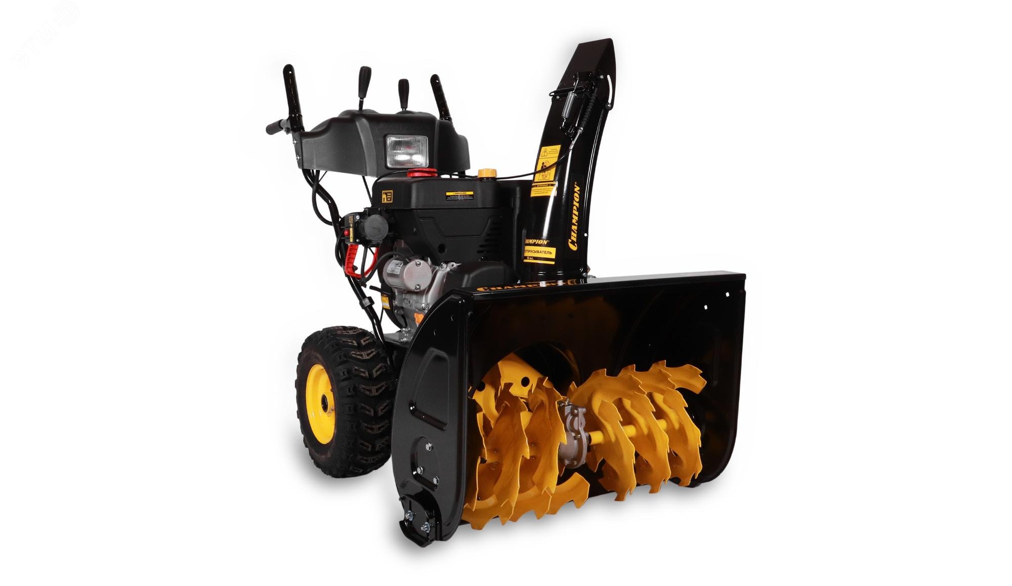 Изображение товара Бензиновый снегоотбрасыватель CHAMPION ST1171E мощностью 12 лс 70 см 6F/2R колеса электростарт фара