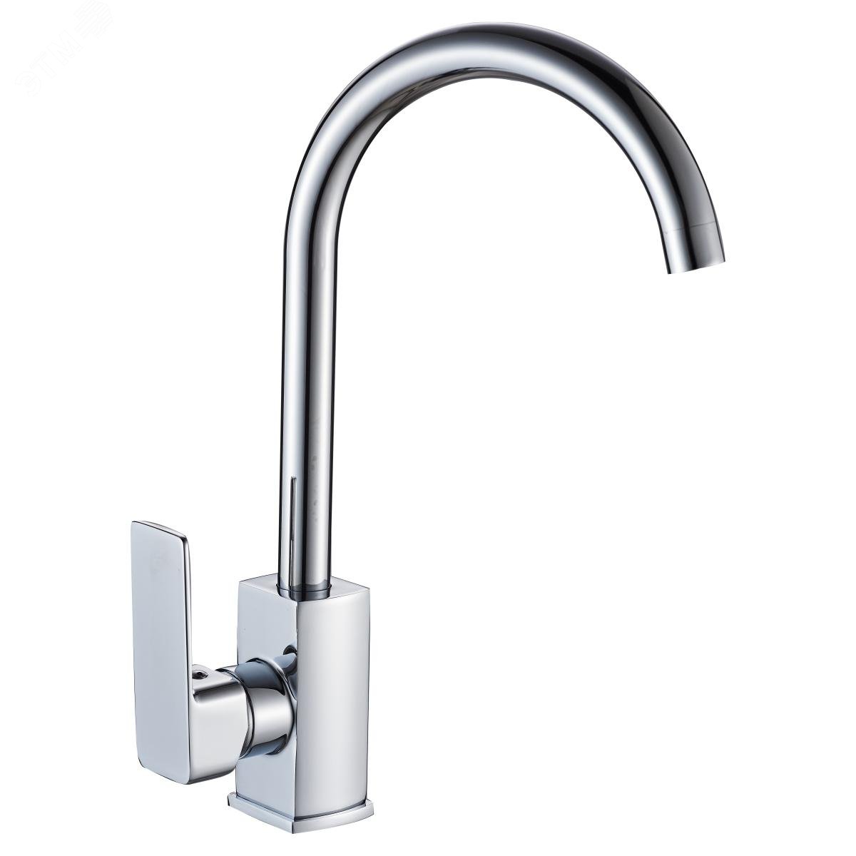 Изображение товара Смеситель для кухни шаровый с высоким изливом, крепеж гайка, латунный сердечник (шт)