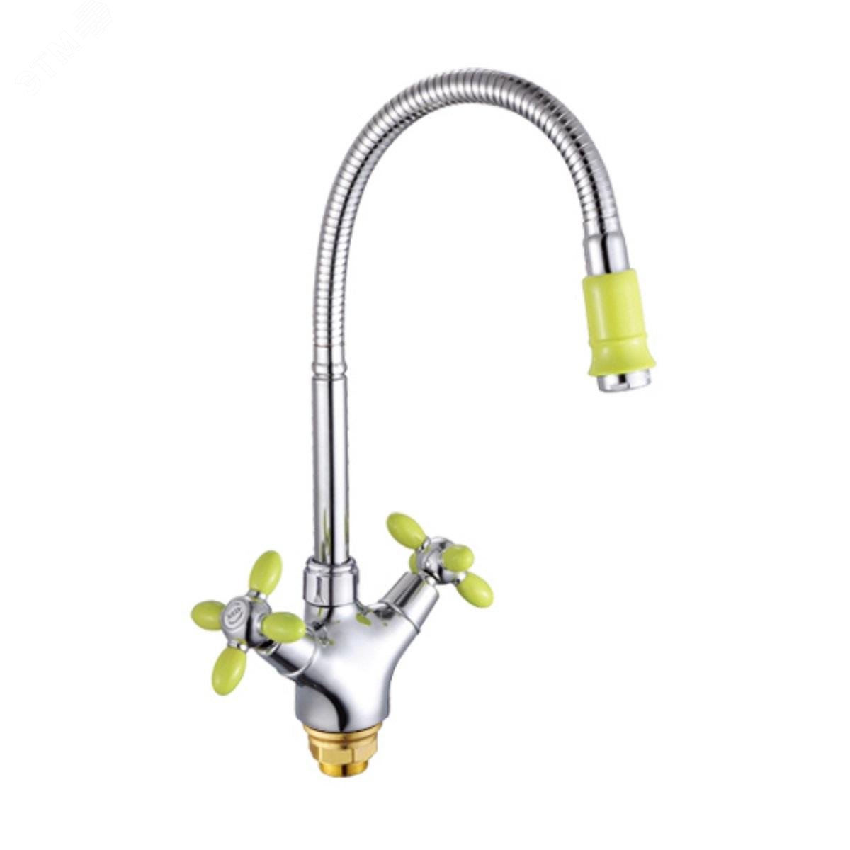 Изображение товара Смеситель для кухни GOTA ROCIO с цветными ручками и гибким изливом