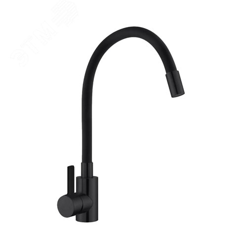 Изображение товара Смеситель для кухни шаровый с силиконовым изливом черный (шт)