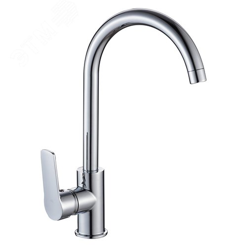 Изображение товара Смеситель для кухни шаровый с высоким изливом, крепеж гайка, латунный сердечник (шт)