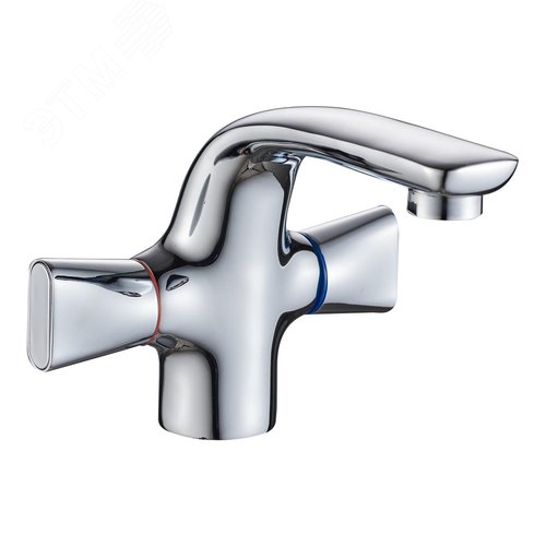 Изображение товара Смеситель для умывальника с двумя рукоятками крепеж гайка (шт)