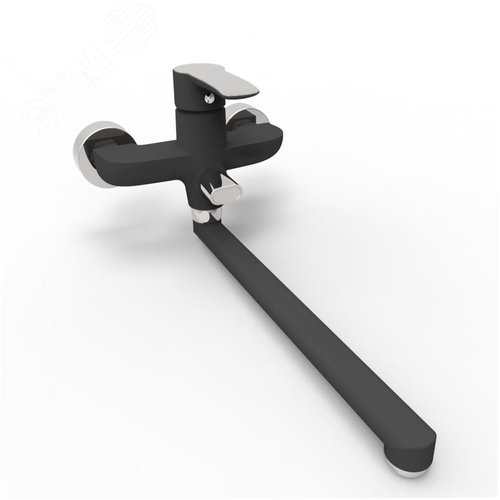 Изображение товара Смеситель для ванны шаровый с длинным изливом, перекл.душа черный (шт)