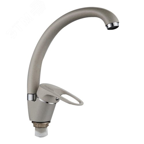 Изображение товара Смеситель для кухни шаровый, с высоким изливом, крепеж гайка цвет коричнево-бежевый (шт)