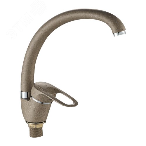 Изображение товара Смеситель для кухни шаровый с высоким изливом, крепеж гайка цвет песочный (шт)