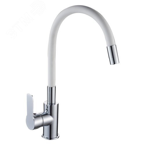 Изображение товара Смеситель для кухни шаровый с силиконовым изливом, крепеж гайка серый с латунным сердечником (шт)