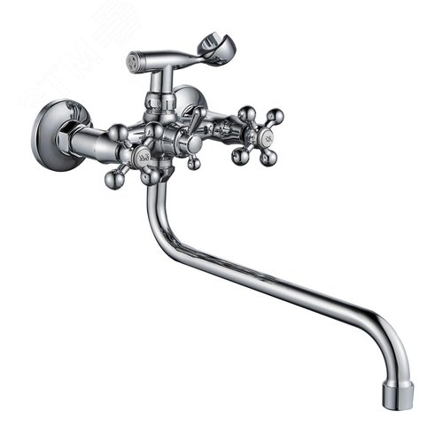 Изображение товара Смеситель для ванны с 2-мя рукоятками с изливом S-38 переключателем душа (шт)