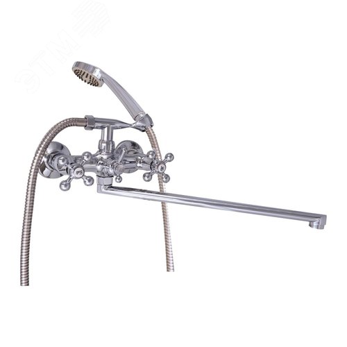 Изображение товара Смеситель для ванны с 2-мя рукоятками с изливом L-40 переключателем душа (шт)
