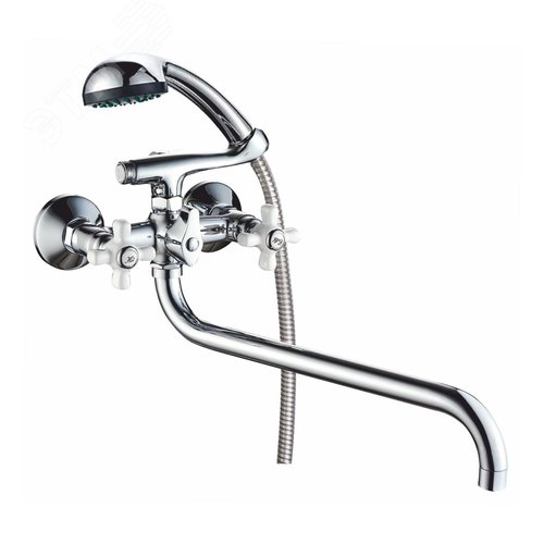 Изображение товара Смеситель для ванны с 2-мя рукоятками с изливом S-35 переключателем душа (шт)