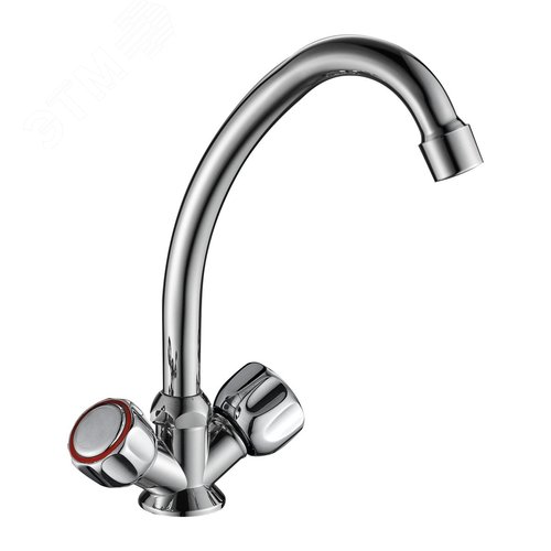 Изображение товара Смеситель для кухни с 2-мя рукоятками с высоким изливом (шт)