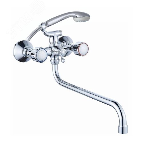 Изображение товара Смеситель для ванны с 2-мя рукоятками с изливом S-30 переключателем душа (шт)