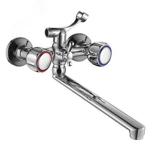 Изображение товара Смеситель для ванны с 2-мя рукоятками с изливом L-30 переключателем душа (шт)
