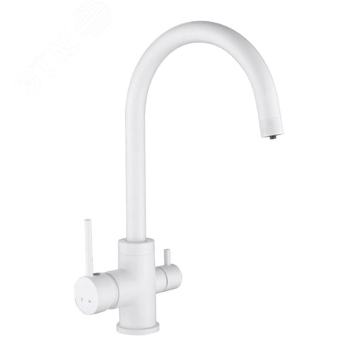 Изображение товара Смеситель для кухни шаровый с дополнительным выходом для питьевой воды цвет белый (шт)