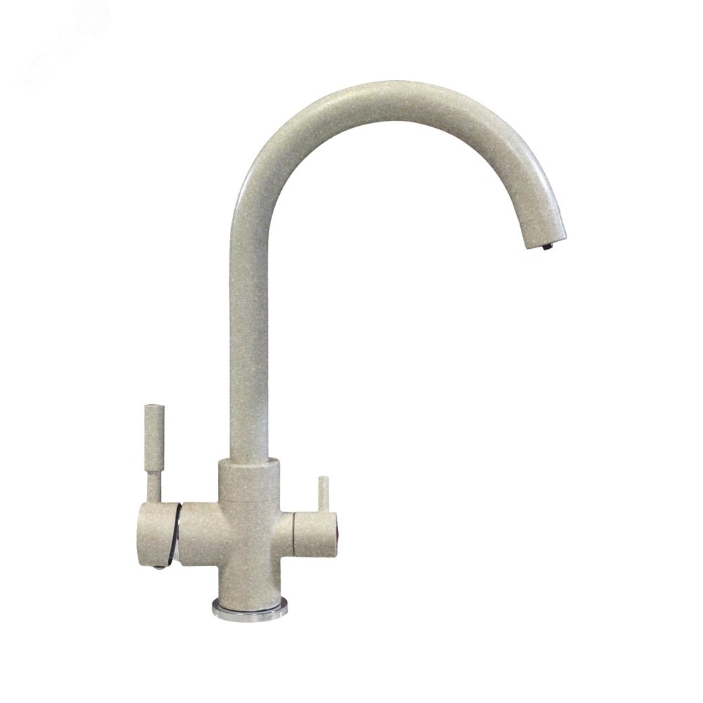 Изображение товара Смеситель для кухни шаровый с высоким изливом, бежевый, на две воды (шт)