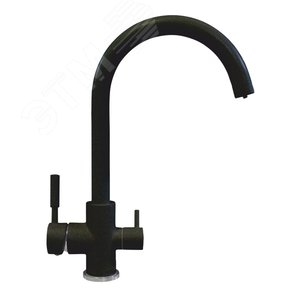 Изображение товара Смеситель для кухни шаровый с высоким изливом, черный, на две воды (шт)