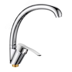 Изображение товара Смеситель для кухни шаровый, с высоким изливом, крепеж гайка, латунь (шт)