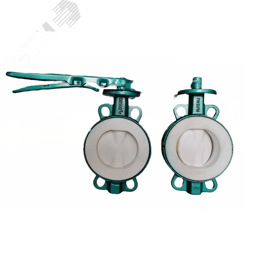 Изображение товара Затвор поворотный химический ENISEY ЕН.ЗПХМ.150.16.155.3, межфланцевый DN 150 PN 16кгс/см2, корпус углеродистая сталь WCB, материал покрытия диска - PTFE, уплотнение - PTFE, управление - механический редуктор (шт)