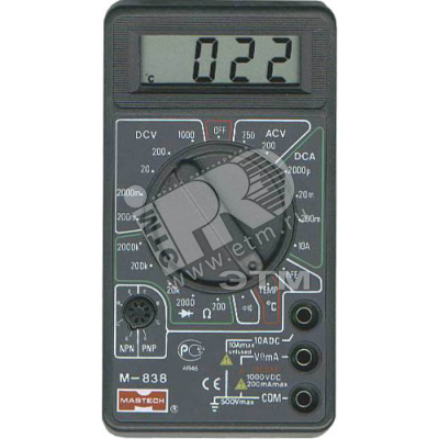 Изображение товара Мультиметр M838 китайский с диапазоном 0-600 В и 0-10 А