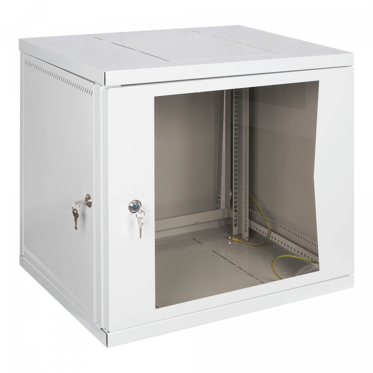 Изображение товара Настенный телекоммуникационный шкаф 15U стеклянная дверь 600x600 серый NetLink