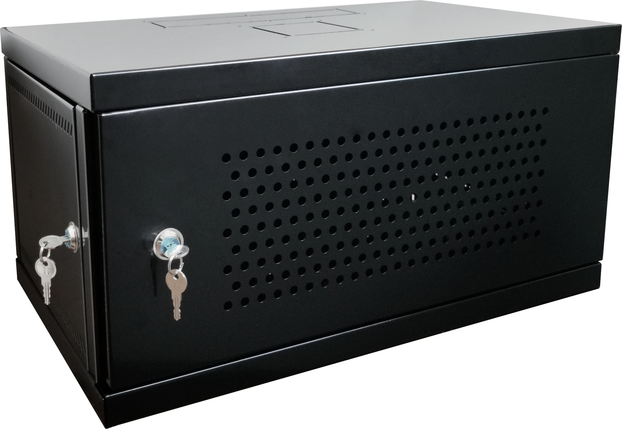 Изображение товара Шкаф настенный разборный 19`` 9U, перфорированная дверь, 600х450, черный RAL 9005 (шт)